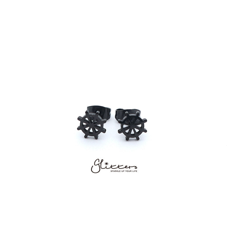 Stainless Steel Rudder Stud Earrings-Silver | Gold | Black-earrings, Jewellery, Men's Earrings, Men's Jewellery, Stainless Steel, Stud Earrings, Women's Earrings, Women's Jewellery-er1433-2-Glitters