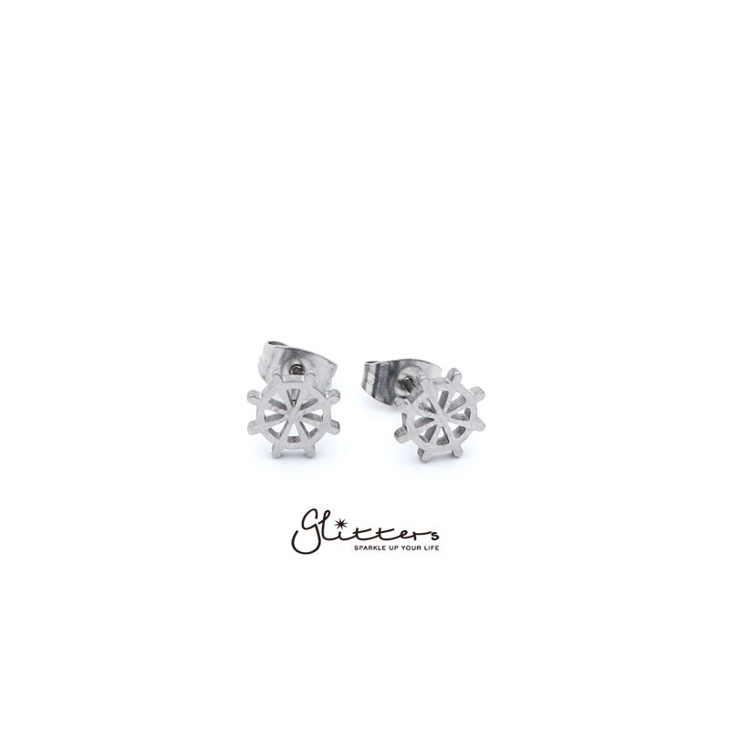 Stainless Steel Rudder Stud Earrings-Silver | Gold | Black-earrings, Jewellery, Men's Earrings, Men's Jewellery, Stainless Steel, Stud Earrings, Women's Earrings, Women's Jewellery-er1433-3-Glitters