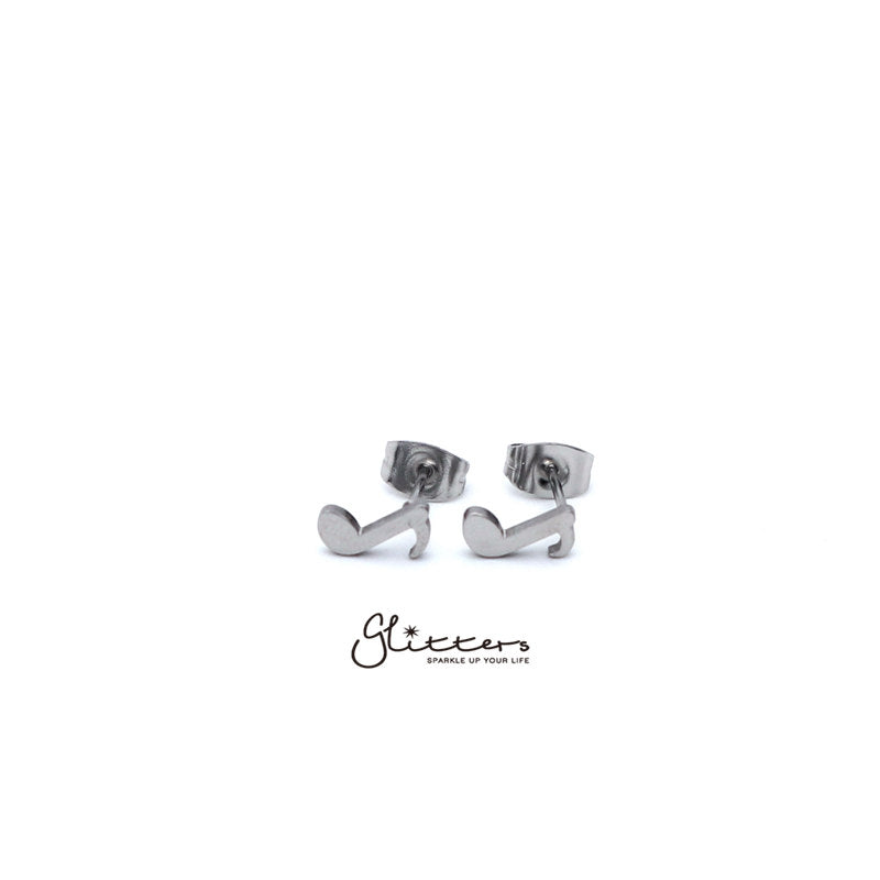 Stainless Steel Music Note Quaver Stud Earrings-Silver | Gold | Black-earrings, Jewellery, Men's Earrings, Men's Jewellery, Stainless Steel, Stud Earrings, Women's Earrings, Women's Jewellery-er1435-1-Glitters