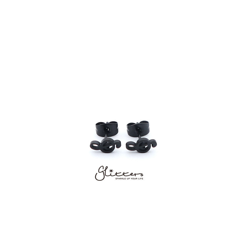 Stainless Steel Music Note Treble Clef Stud Earrings-Silver | Gold | Black-earrings, Jewellery, Men's Earrings, Men's Jewellery, Stainless Steel, Stud Earrings, Women's Earrings, Women's Jewellery-er1436-2-Glitters