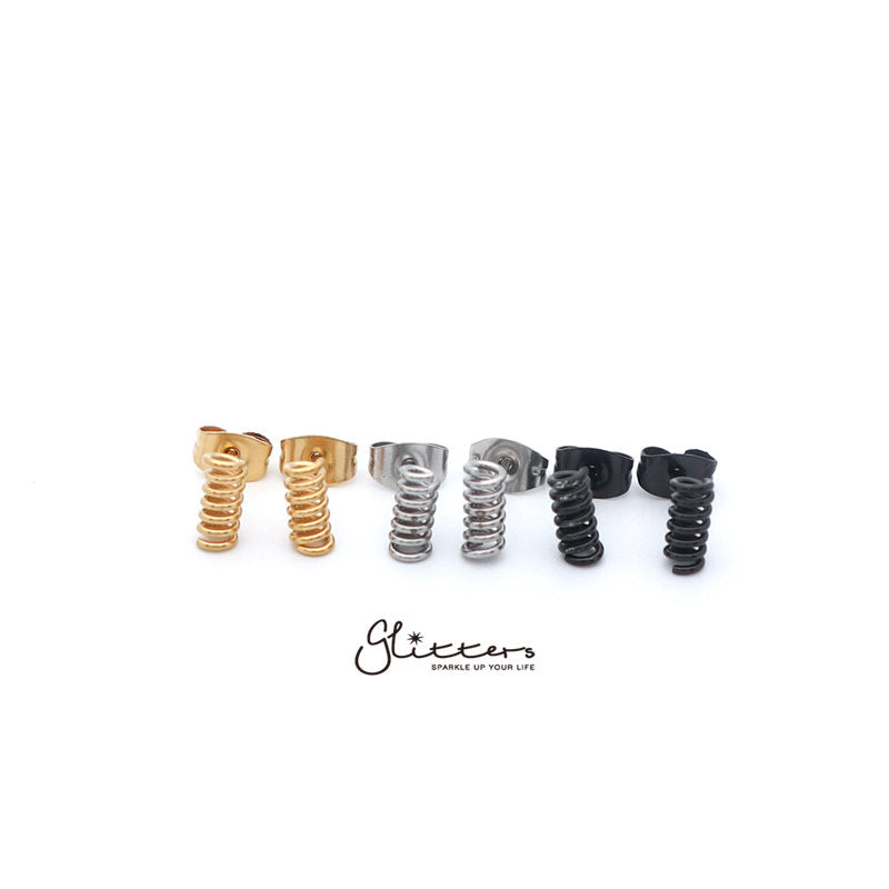 Stainless Steel Men's Spring Stud Earrings-Silver | Gold | Black-earrings, Jewellery, Men's Earrings, Men's Jewellery, Stainless Steel, Stud Earrings-er1439-0-Glitters