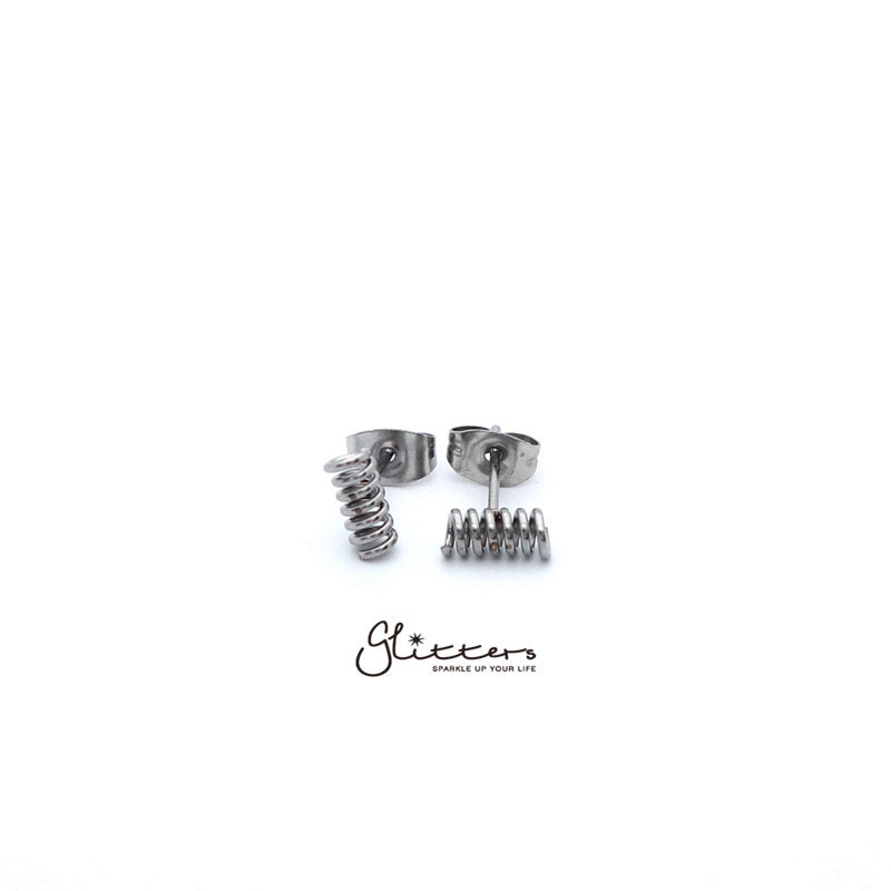 Stainless Steel Men's Spring Stud Earrings-Silver | Gold | Black-earrings, Jewellery, Men's Earrings, Men's Jewellery, Stainless Steel, Stud Earrings-er1439-1-Glitters