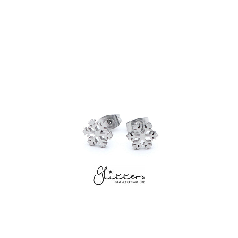 Stainless Steel Snowflake Stud Earrings-Silver | Gold | Black-earrings, Jewellery, Men's Earrings, Men's Jewellery, Stainless Steel, Stud Earrings, Women's Earrings-er1440-2-Glitters