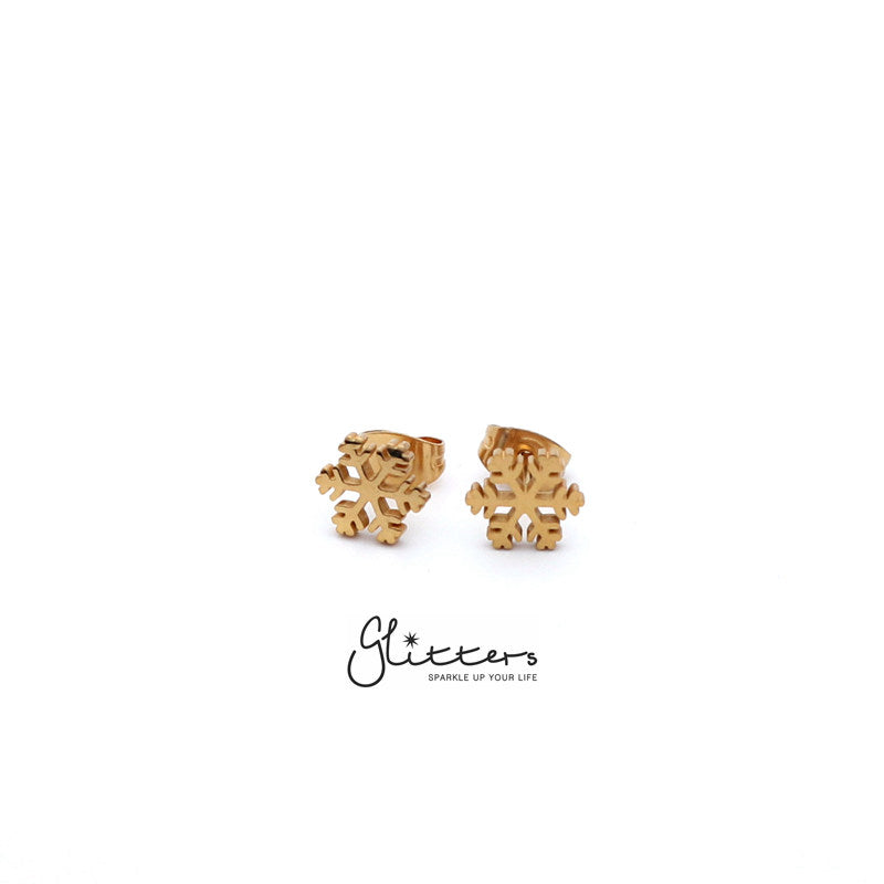 Stainless Steel Snowflake Stud Earrings-Silver | Gold | Black-earrings, Jewellery, Men's Earrings, Men's Jewellery, Stainless Steel, Stud Earrings, Women's Earrings-er1440-3-Glitters