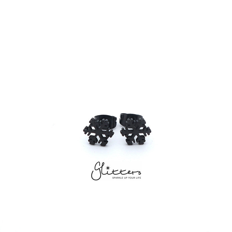 Stainless Steel Snowflake Stud Earrings-Silver | Gold | Black-earrings, Jewellery, Men's Earrings, Men's Jewellery, Stainless Steel, Stud Earrings, Women's Earrings-er1440-4-Glitters