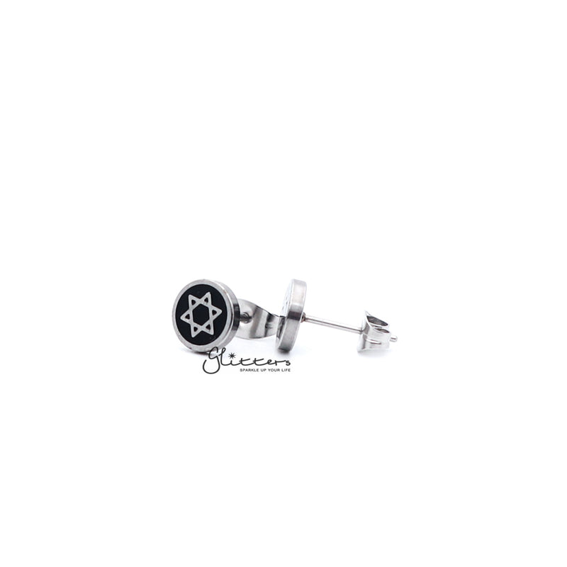 Stainless Steel Star of David Stud Earrings-earrings, Jewellery, Men's Earrings, Men's Jewellery, Stainless Steel, Stud Earrings, Women's Earrings-er1444-1-Glitters
