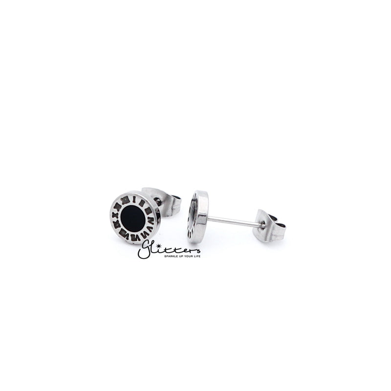 Stainless Steel Roman Numeral Stud Earrings-earrings, Jewellery, Men's Earrings, Men's Jewellery, Stainless Steel, Stud Earrings, Women's Earrings-er1445-Glitters