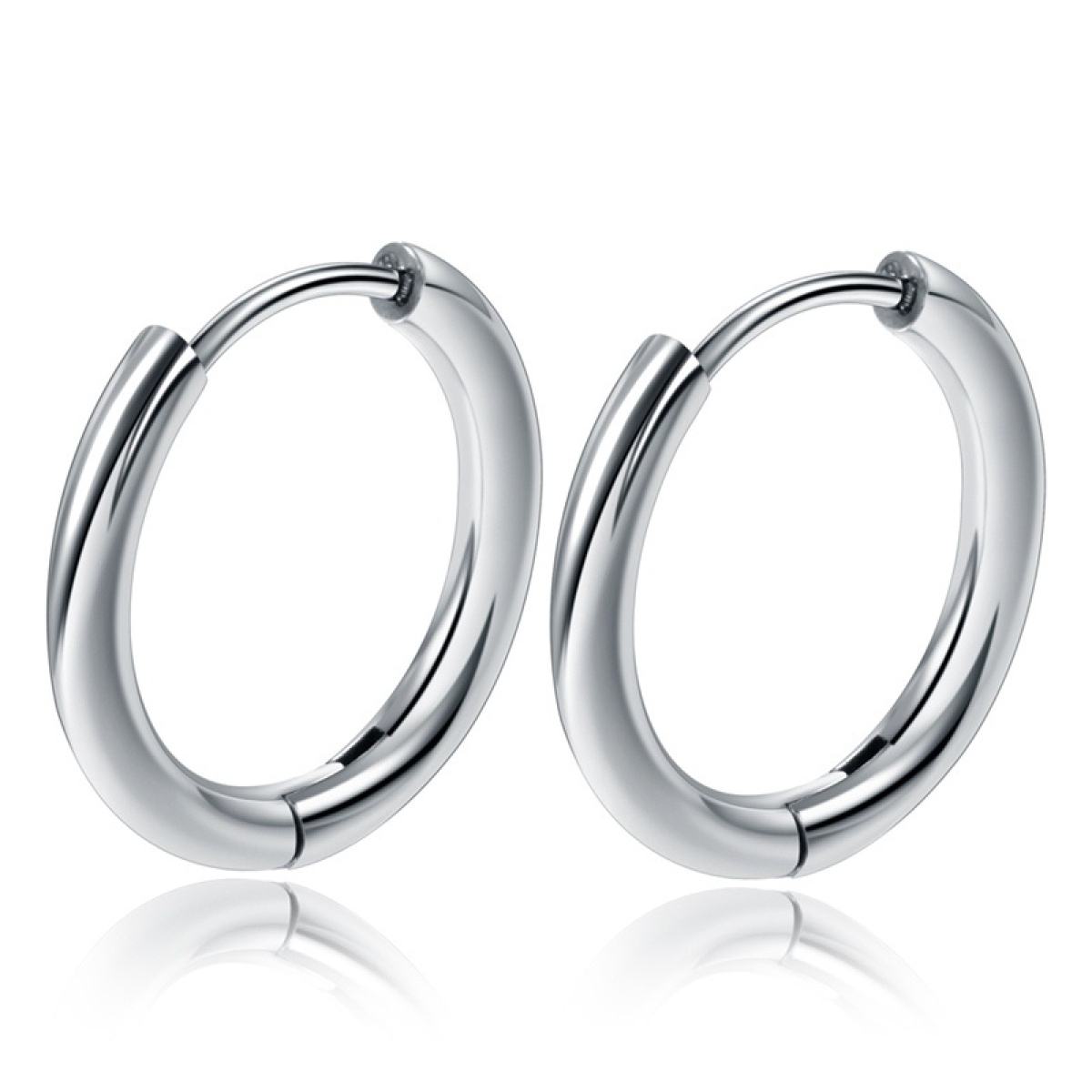 Stainless Steel Round Huggie Hoop Earring - Silver-earrings, Hoop Earrings, Huggie Earrings, Jewellery, Men's Earrings, Men's Jewellery, Stainless Steel, Women's Earrings, Women's Jewellery-er1474-s1-Glitters