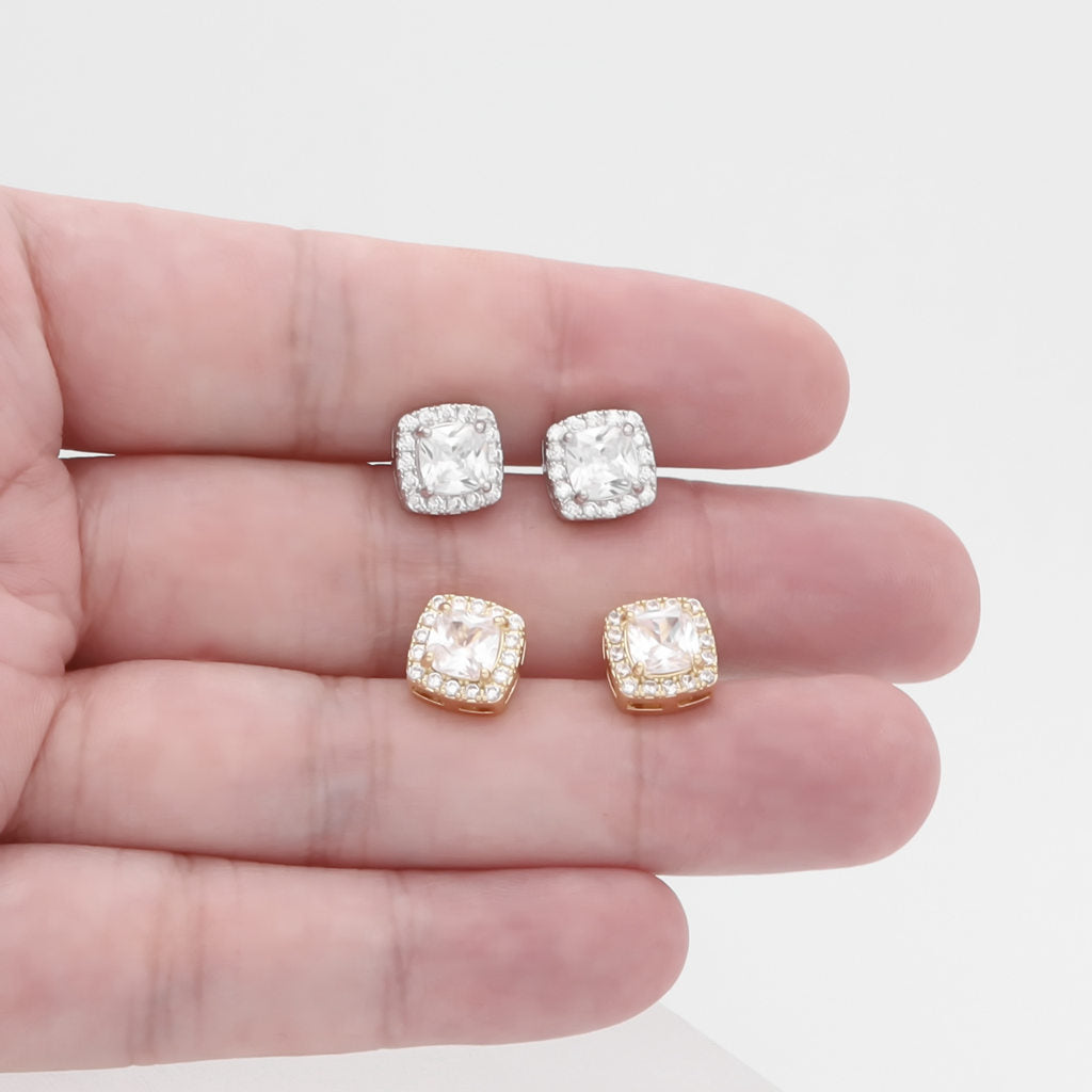 Iced Out CZ Paved Square Stud Earrings-Cubic Zirconia, earrings, Hip Hop Earrings, Iced Out, Jewellery, Men's Earrings, Men's Jewellery, Stud Earrings, Women's Earrings, Women's Jewellery-er1561-2_1-Glitters