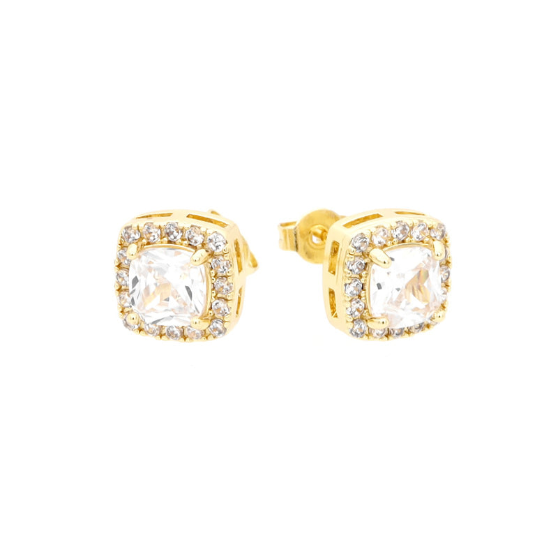 Iced Out CZ Paved Square Stud Earrings-Cubic Zirconia, earrings, Hip Hop Earrings, Iced Out, Jewellery, Men's Earrings, Men's Jewellery, Stud Earrings, Women's Earrings, Women's Jewellery-er1561-g_1-Glitters