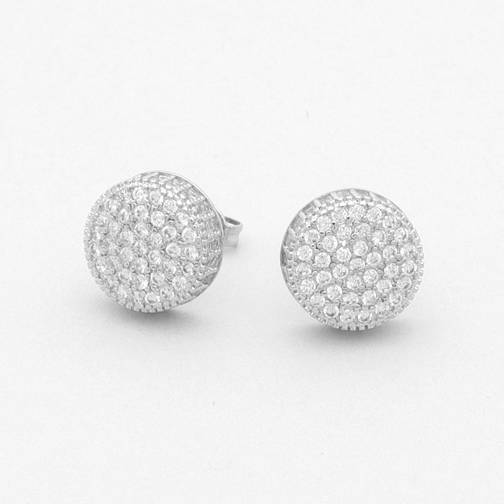 Iced Out Round Stud Earrings-Cubic Zirconia, earrings, Hip Hop Earrings, Iced Out, Jewellery, Men's Earrings, Men's Jewellery, New, Stud Earrings, Women's Earrings, Women's Jewellery-er1567-s1_1-Glitters