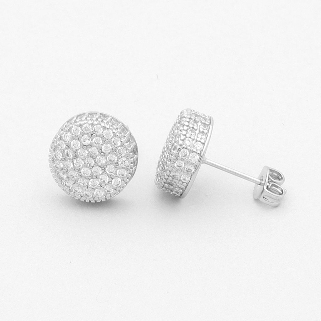 Iced Out Round Stud Earrings-Cubic Zirconia, earrings, Hip Hop Earrings, Iced Out, Jewellery, Men's Earrings, Men's Jewellery, New, Stud Earrings, Women's Earrings, Women's Jewellery-er1567-s2_1-Glitters