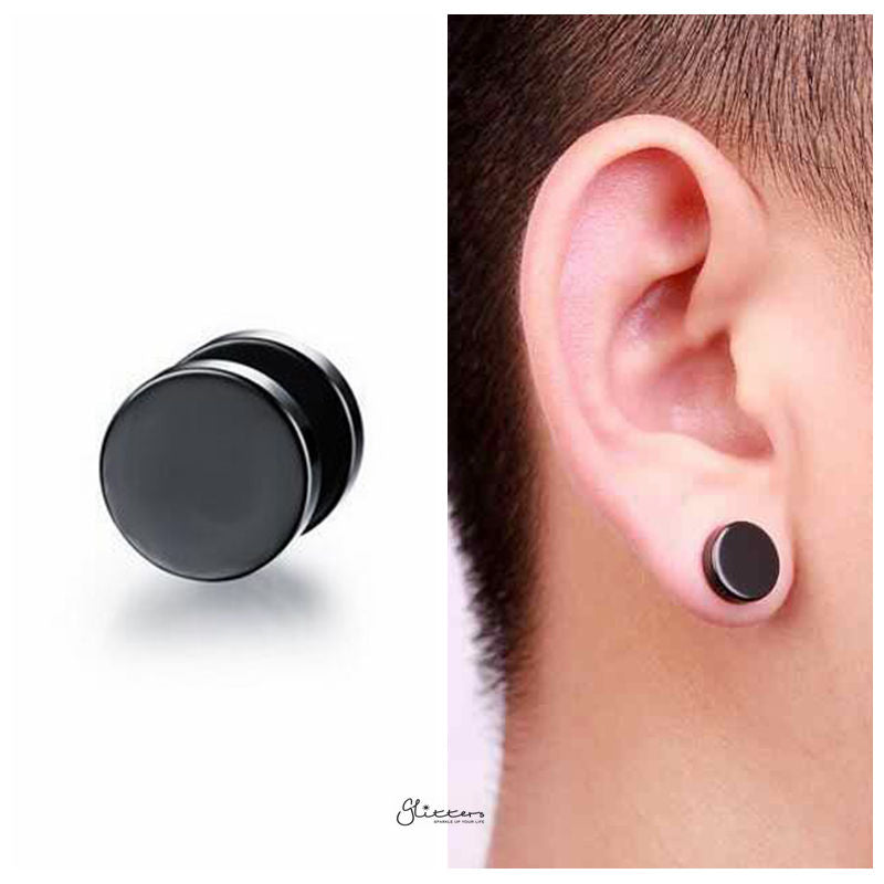 Black Bar Tunnel Illusion Faux Ear Plug Earrings Surgical Steel 16G  eBay