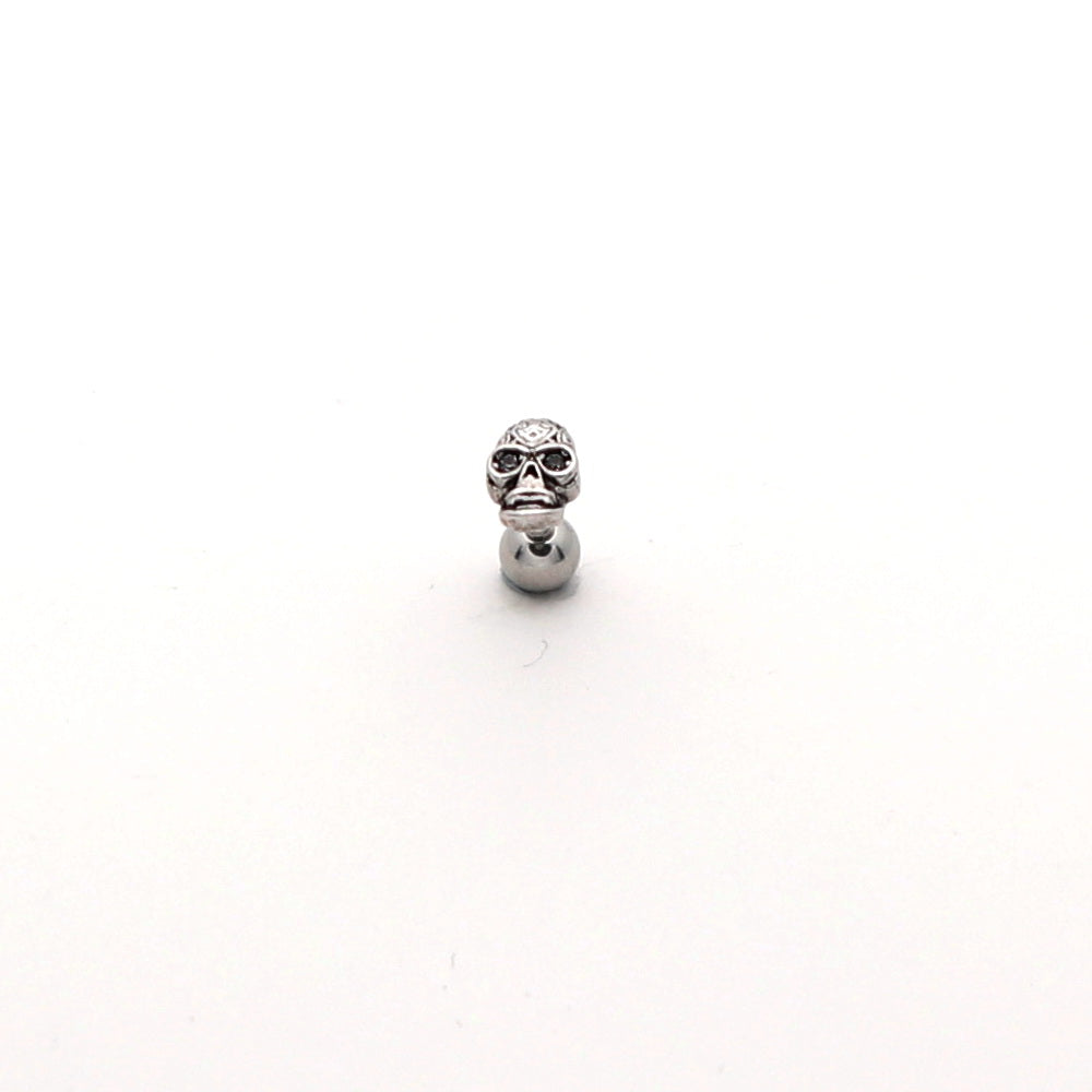 316L Surgical Steel Skull Tragus Barbell-Body Piercing Jewellery, Cartilage, Flat back, Jewellery, Tragus, Women's Earrings, Women's Jewellery-fp0020_skull2_1-Glitters