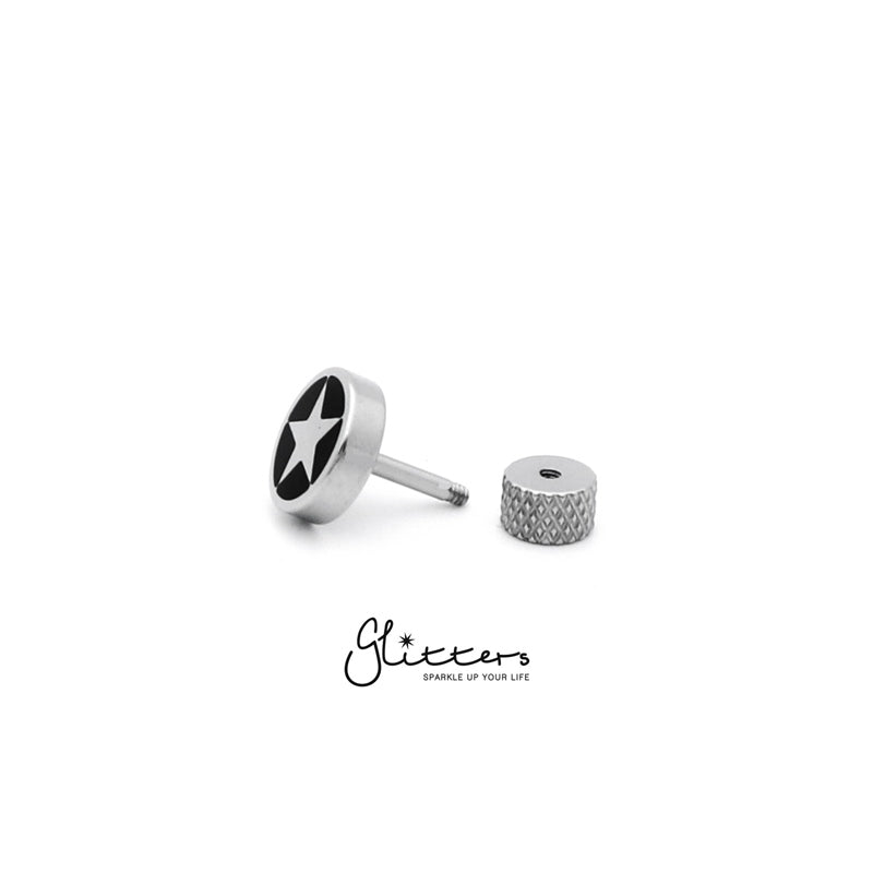 Stainless Steel Star Fake Plug-Body Piercing Jewellery, earrings, Fake Plug, Jewellery, Men's Earrings, Men's Jewellery, Stainless Steel-fp0122_3-Glitters