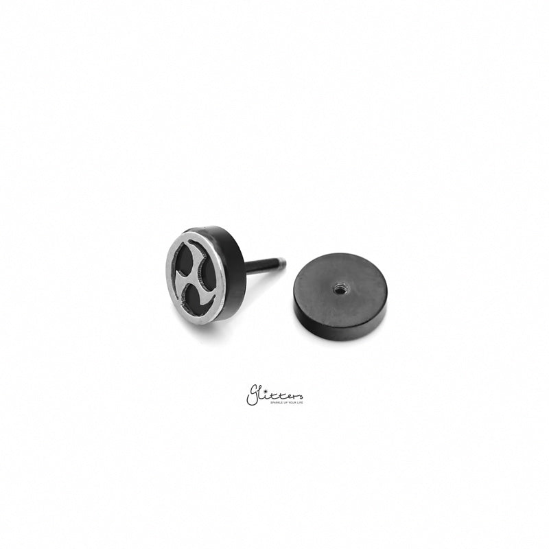 Black Round Fake Plug Earring with Silver Zed Shuriken-Body Piercing Jewellery, earrings, Fake Plug, Jewellery, Men's Earrings, Men's Jewellery, Stainless Steel-fp0162-2_800_84478536-2e8c-4587-8bd7-f3b72cb5d1b5-Glitters