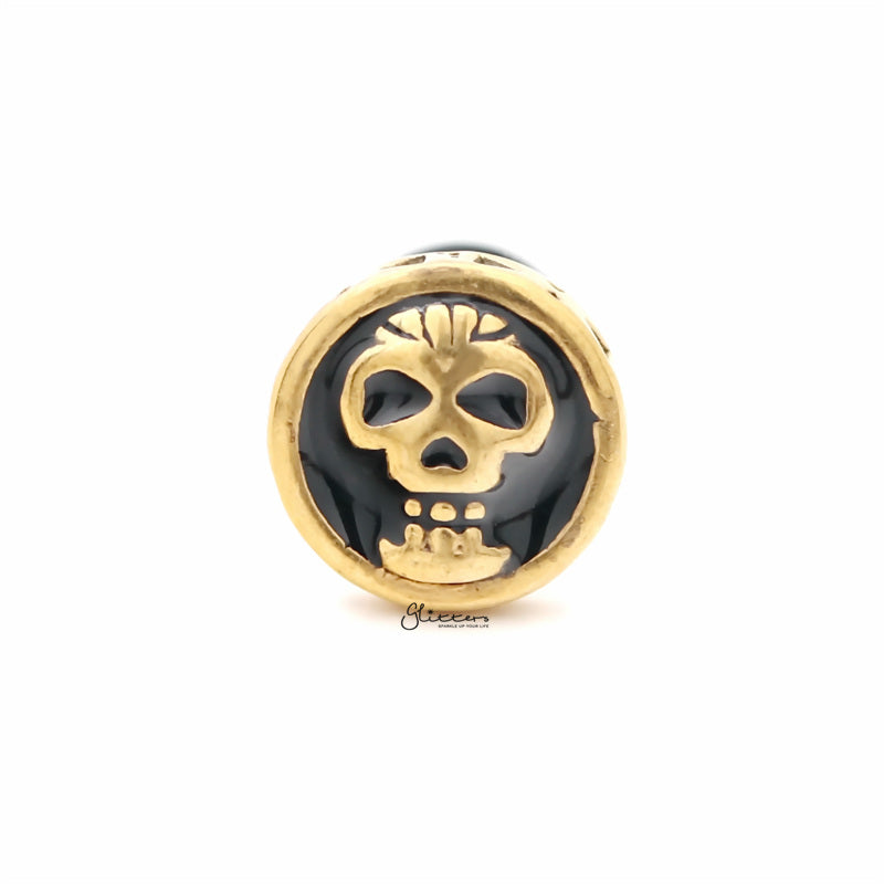 Skull Design Fake Plug Earring - Gold-Body Piercing Jewellery, earrings, Fake Plug, Jewellery, Men's Earrings, Men's Jewellery, Stainless Steel-fp0164-g-1_800-Glitters