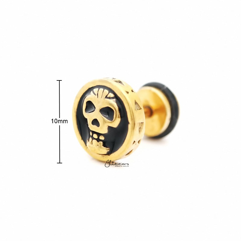 Skull Design Fake Plug Earring - Gold-Body Piercing Jewellery, earrings, Fake Plug, Jewellery, Men's Earrings, Men's Jewellery, Stainless Steel-fp0164-g-2_800_New-Glitters