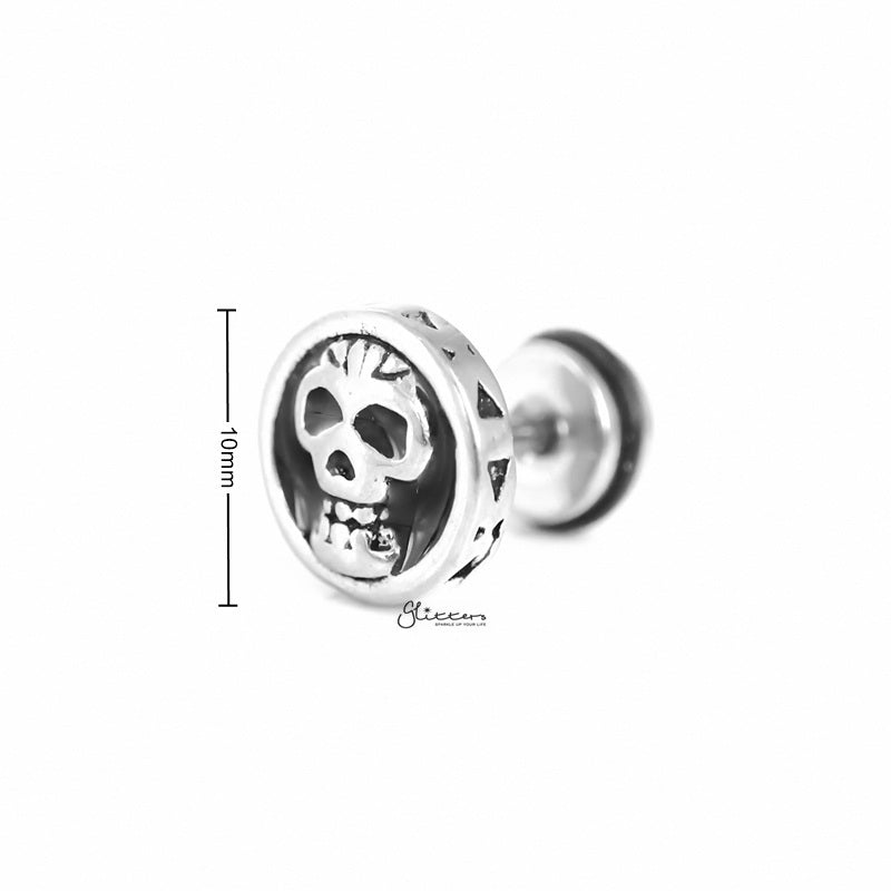 Skull Design Fake Plug Earring - Silver-Body Piercing Jewellery, earrings, Fake Plug, Jewellery, Men's Earrings, Men's Jewellery, Stainless Steel-fp0164-s-2_800_New-Glitters