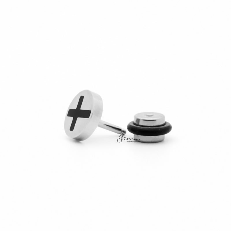 Stainless Steel Latin Cross Fake Plug Earring-Body Piercing Jewellery, earrings, Fake Plug, Jewellery, Men's Earrings, Men's Jewellery, Stainless Steel-fp0175-2_1-Glitters