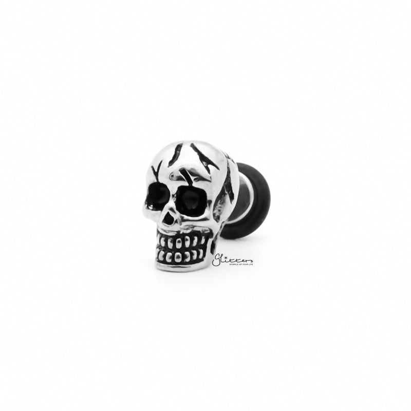 Stainless Steel Skull Head Fake Plug Earring-Body Piercing Jewellery, earrings, Fake Plug, Jewellery, Men's Earrings, Men's Jewellery, Stainless Steel-fp0183-1_1-Glitters
