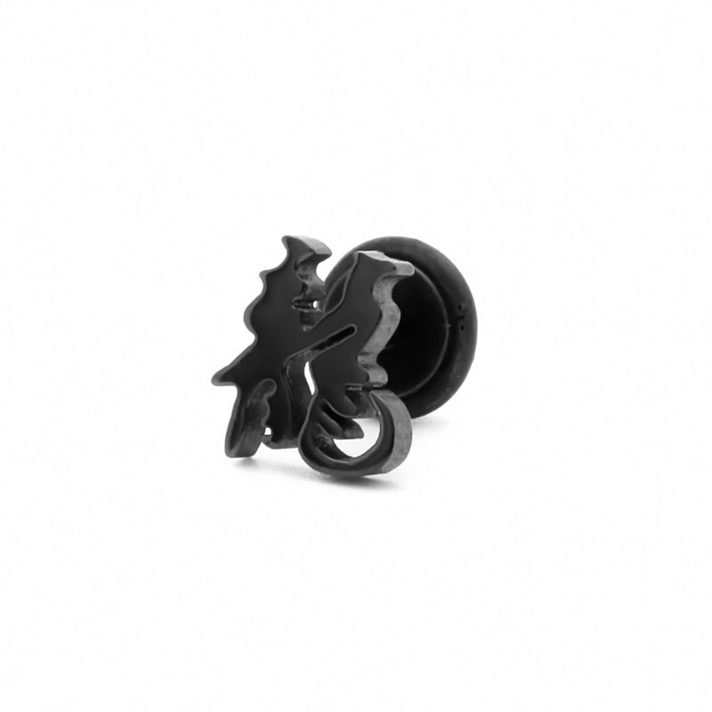 Traditional Chinese Character Long (Dragon) Fake Plug Earring - Black-Body Piercing Jewellery, earrings, Fake Plug, Jewellery, Men's Earrings, Men's Jewellery, Stainless Steel-fp0205-k1_800-Glitters