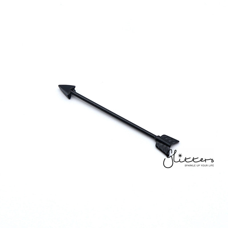 14GA Surgical Steel Arrow Industrial Barbells - Gold | Black-Body Piercing Jewellery, Industrial Barbell-ib0002-arrow-2-Glitters