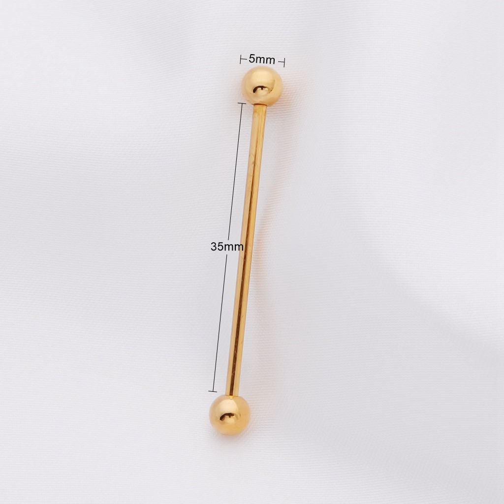 4Pcs 14G PTFE Flexible Industrial Barbells - Clear Acrylic Balls, 38mm Length For Nipple Or Navel