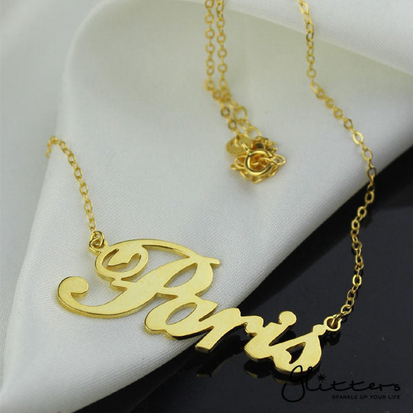 Personalized 24K Gold Plated Sterling Silver Name Necklace-Script 6-Gold name necklace, name necklace, Personalized, Silver name necklace-loki-g-2-Glitters