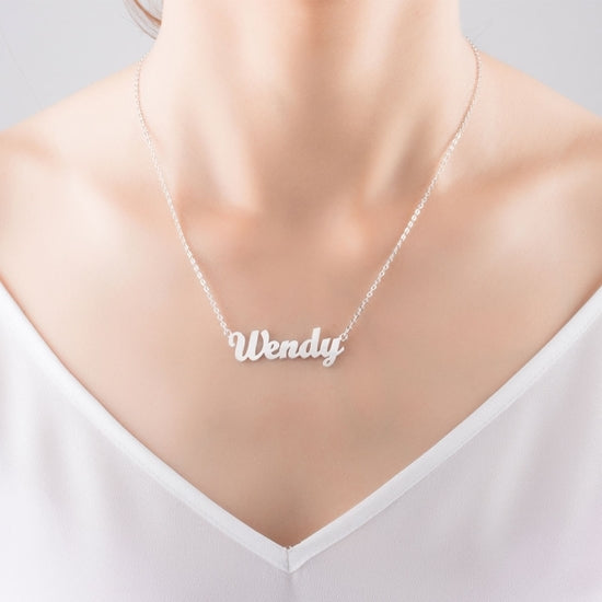 Custom silver necklace with name discount