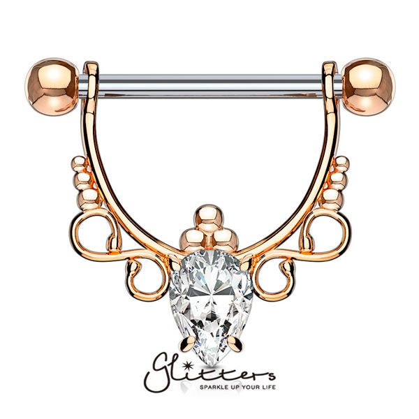Pear CZ with Infinite Filigree Dangle 316L Surgical Steel Nipple Rings-Body Piercing Jewellery, Cubic Zirconia, Nipple Barbell-nb0008-2_995b8177-4242-4215-bd4d-36ee0b343fb9-Glitters