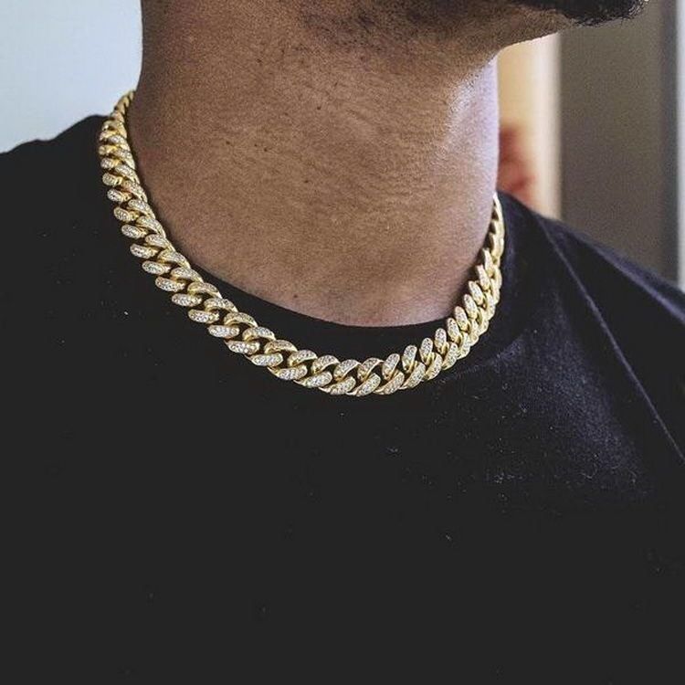 15mm Iced Out Miami Cuban Chain - Gold-Chain Necklaces, Hip Hop, Hip Hop Chains, Iced Out, Jewellery, Men's Chain, Men's Jewellery, Men's Necklace, Necklaces, Women's Jewellery-nk1041-m_70c2a22a-3e91-4277-8037-b1056ed0dbb8-Glitters