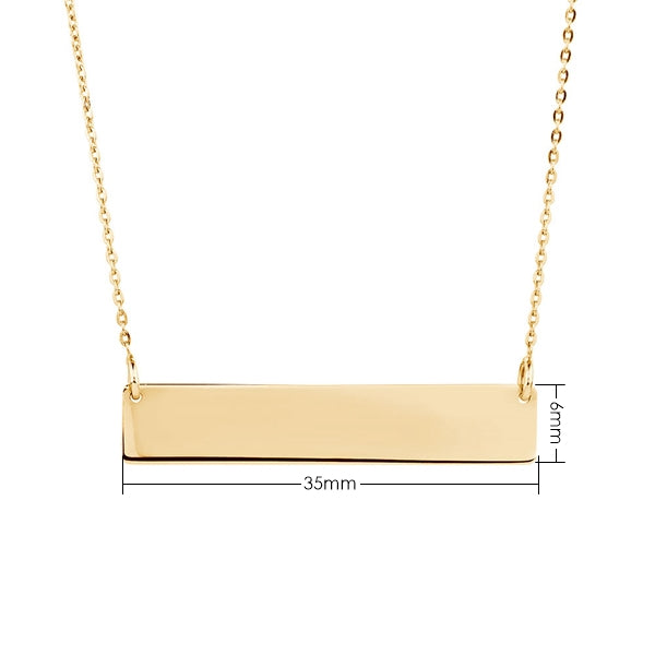 24K Gold Plated over Sterling Silver Horizontal Bar Necklace-Medium-Bar Necklace, Gift Box, Jewellery, Necklaces, Personalized, Sterling Silver Necklaces, Women's Jewellery-nnk02-bar_med-Glitters