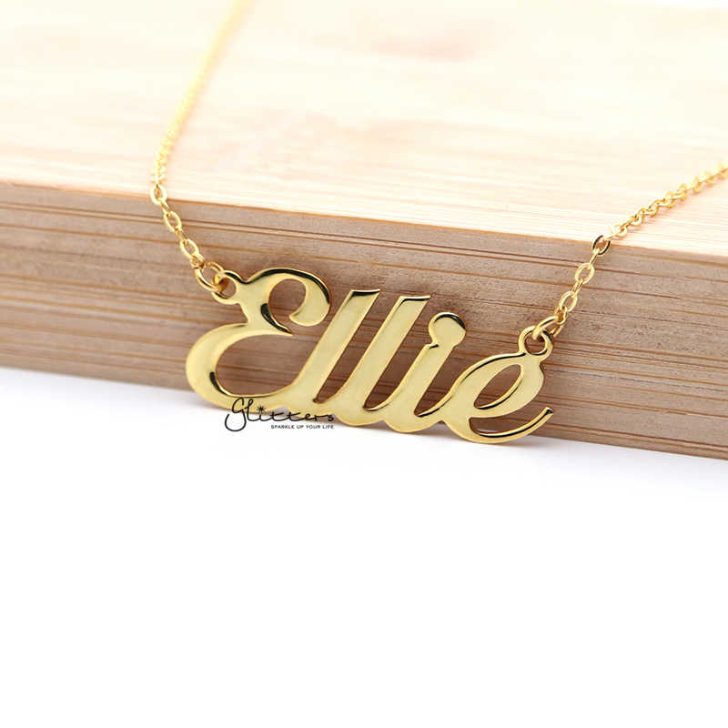 Personalized 24K Gold Plated Sterling Silver Name Necklace-Script 1-Gold name necklace, name necklace, Personalized, Silver name necklace-nnk02-font_1-Glitters