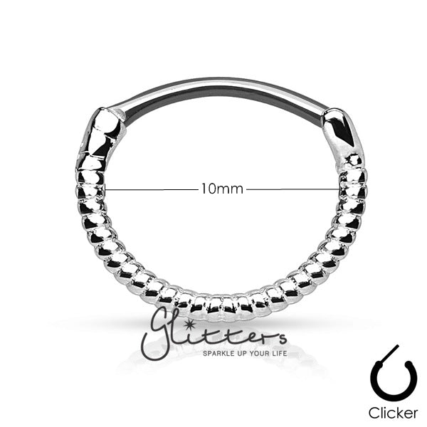 Twisted Roped Line 316L Surgical Steel Round Septum Clicker-Silver-Body Piercing Jewellery, Nose, Septum Ring-ns00442_New-Glitters
