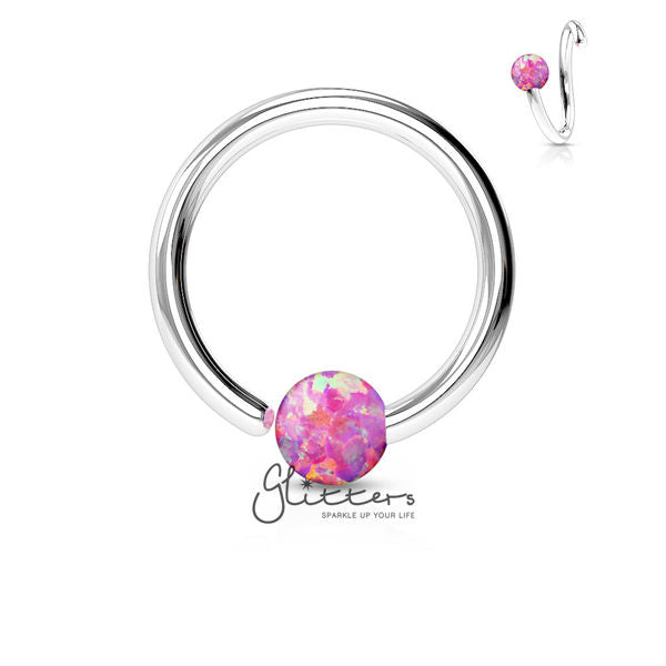 20GA 316L Surgical Steel Opal Ball Fixed On End Nose Hoop Ring-Opal Pink-Body Piercing Jewellery, Nose Piercing, Nose Piercing Jewellery, Nose Ring-ns0066-CP0014-3_84808835-e3d7-49cf-811f-6fe535de94a9-Glitters