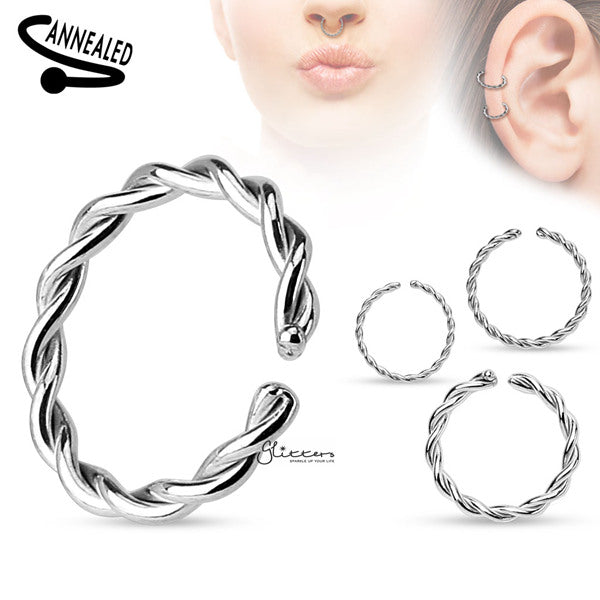Braided Surgical Steel Annealed and Rounded Ends Nose Rings-Body Piercing Jewellery, Nose Piercing Jewellery, Nose Ring, Tragus, Women's Earrings-ns0076-s-Glitters