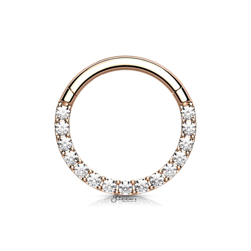 Front Facing CZ Paved Hinged Segment Hoop Ring-Best Sellers, Body Piercing Jewellery, Cartilage, Daith, Nose, Septum Ring-ns0110-rg1_02757589-2a3d-4c20-a5af-b874c8af82eb-Glitters