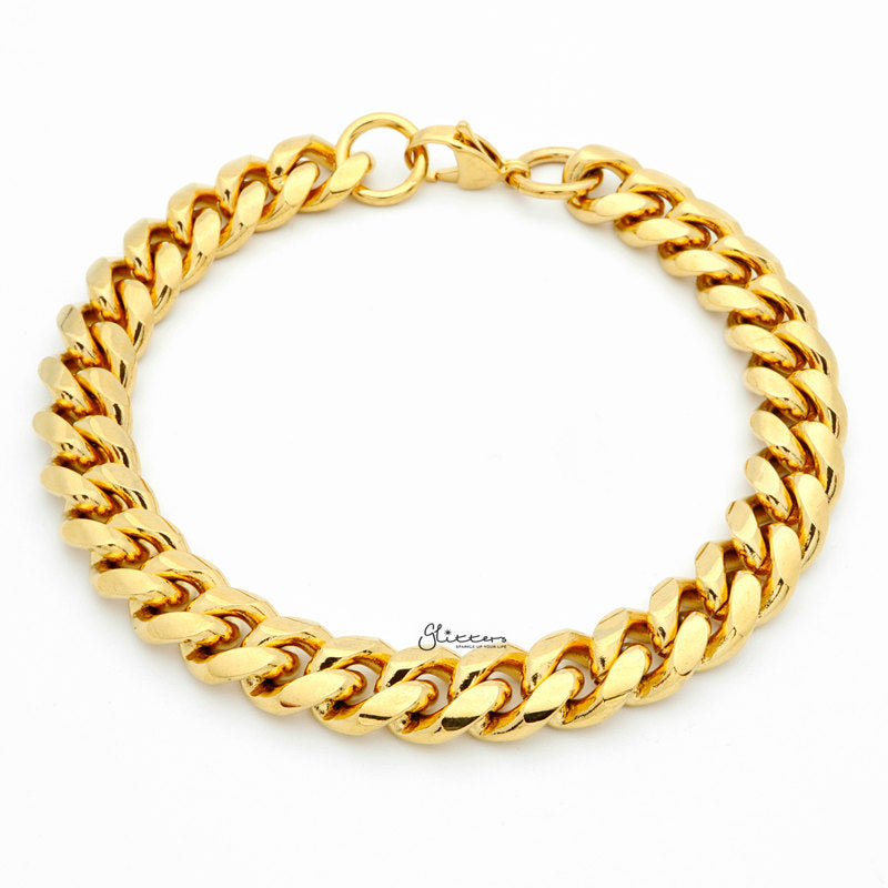 Gold Plated 10mm Stainless Steel Miami Cuban Curb Chain Bracelet-Bracelets, Jewellery, Men's Bracelet, Men's Jewellery, Stainless Steel, Stainless Steel Bracelet-sb0070-1_1-Glitters