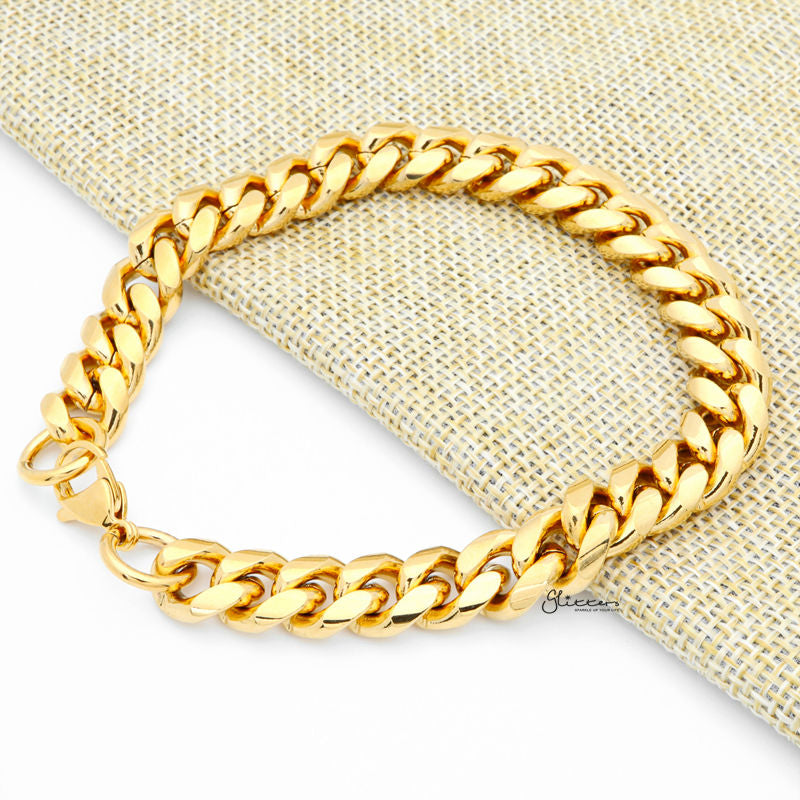 Gold Plated 10mm Stainless Steel Miami Cuban Curb Chain Bracelet-Bracelets, Jewellery, Men's Bracelet, Men's Jewellery, Stainless Steel, Stainless Steel Bracelet-sb0070-2_1-Glitters