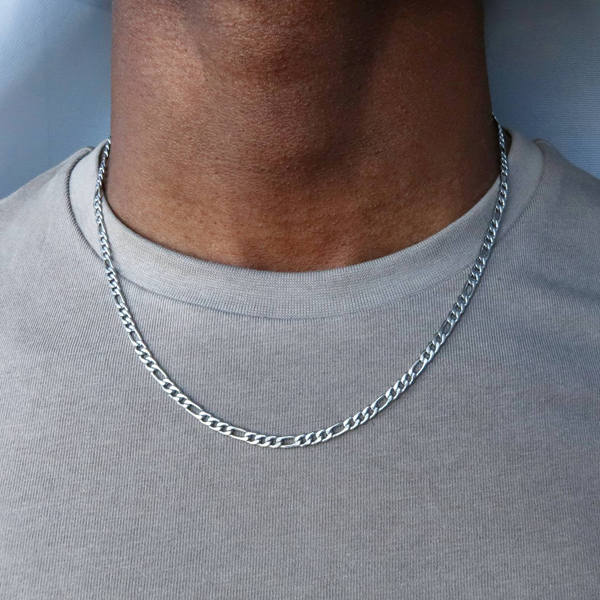 Stainless Steel Figaro Chain Men's Necklaces - 6mm width | 61cm length-Chain Necklaces, Jewellery, Men's Chain, Men's Jewellery, Men's Necklace, Necklaces, Stainless Steel, Stainless Steel Chain-sc0013-m-Glitters