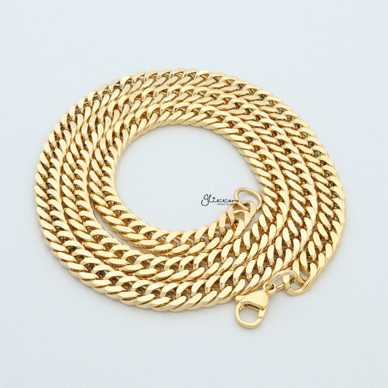 18K Gold Ion Plated Stainless Steel Chain Link Necklace-7.5mm Width-Chain Necklaces, Jewellery, Men's Chain, Men's Jewellery, Men's Necklace, Necklaces, Stainless Steel, Stainless Steel Chain, Stainless Steel Necklace-sc0026-2-Glitters