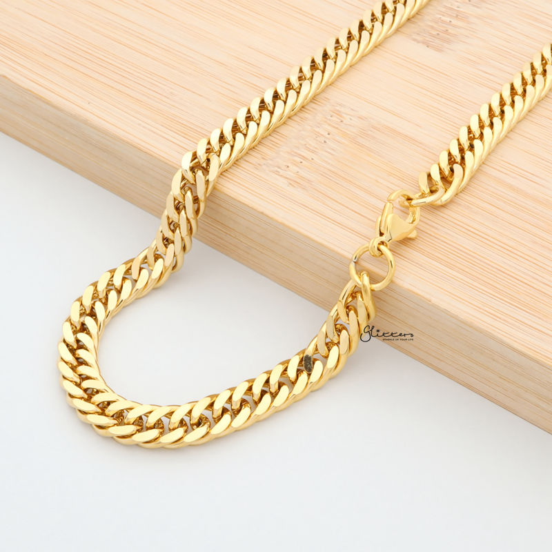 18K Gold Ion Plated Stainless Steel Chain Link Necklace-7.5mm Width-Chain Necklaces, Jewellery, Men's Chain, Men's Jewellery, Men's Necklace, Necklaces, Stainless Steel, Stainless Steel Chain, Stainless Steel Necklace-sc0026-3-Glitters