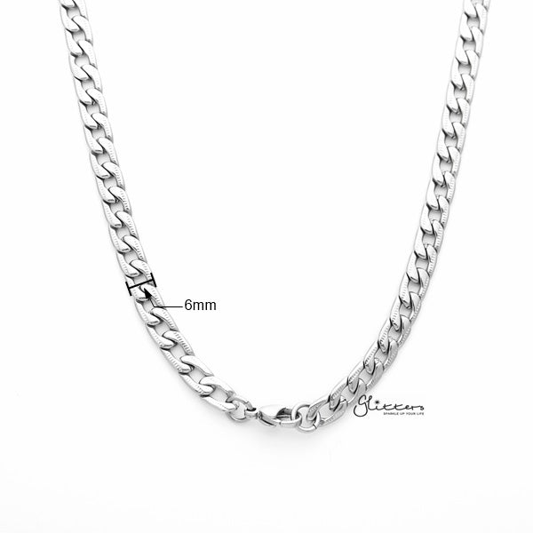 Stainless Steel Pattern Link Chain Men's Necklaces - 6mm width | 61cm length-Chain Necklaces, Jewellery, Men's Chain, Men's Jewellery, Men's Necklace, Necklaces, Stainless Steel, Stainless Steel Chain-sc0046-02_New-Glitters