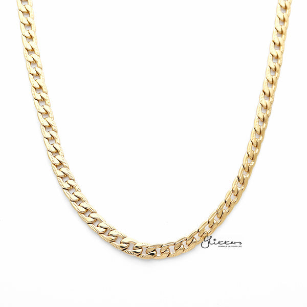 18K Gold I.P Stainless Steel Pattern Link Chain Men's Necklaces - 6mm width | 61cm length-Chain Necklaces, Jewellery, Men's Chain, Men's Jewellery, Men's Necklace, Necklaces, Stainless Steel, Stainless Steel Chain-sc0048-Glitters