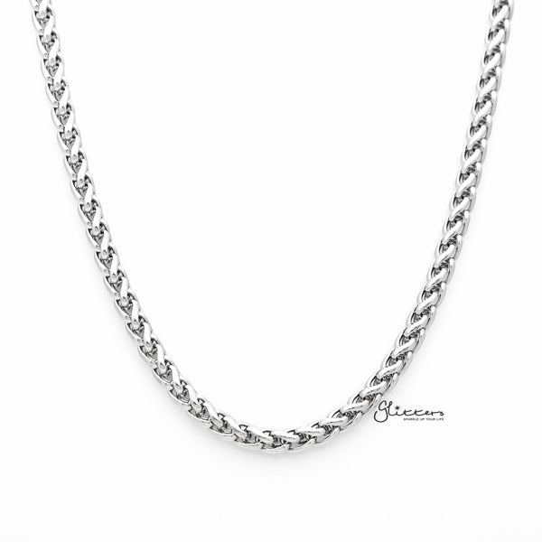 Stainless Steel Braided Wheat Chain Men's Necklaces - 5mm width | 61cm length-Chain Necklaces, Jewellery, Men's Chain, Men's Jewellery, Men's Necklace, Necklaces, Stainless Steel, Stainless Steel Chain-sc0050-01-Glitters