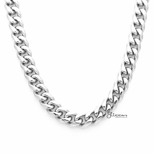 Stainless Steel Miami Cuban Curb Chain Men's Necklace - 10mm width | 61cm length-Chain Necklaces, Jewellery, Men's Chain, Men's Jewellery, Men's Necklace, Miami Cuban Curb Chain, Necklaces, Stainless Steel, Stainless Steel Chain-sc0062-01-Glitters