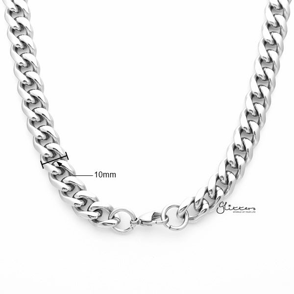 Stainless Steel Miami Cuban Curb Chain Men's Necklace - 10mm width | 61cm length-Chain Necklaces, Jewellery, Men's Chain, Men's Jewellery, Men's Necklace, Miami Cuban Curb Chain, Necklaces, Stainless Steel, Stainless Steel Chain-sc0062-02_New-Glitters