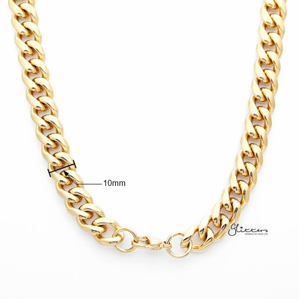 18K Gold I.P Stainless Steel Miami Cuban Curb Chain Men's Necklaces - 10mm width | 61cm length-Chain Necklaces, Jewellery, Men's Chain, Men's Jewellery, Men's Necklace, Miami Cuban Curb Chain, Necklaces, Stainless Steel, Stainless Steel Chain-sc0066-02_New-Glitters