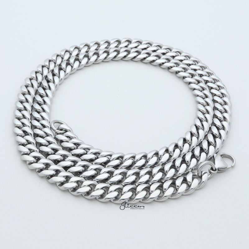 H&J Jewelry Stainless Steel Miami Cuban Curb Link Chain Necklace For Men - 3mm, 16-40 Inches, Silver